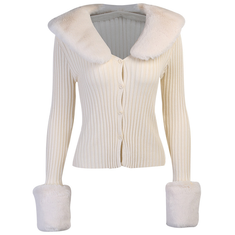 European and American fashion wool collar small fragrance female autumn winter gentle cardigan