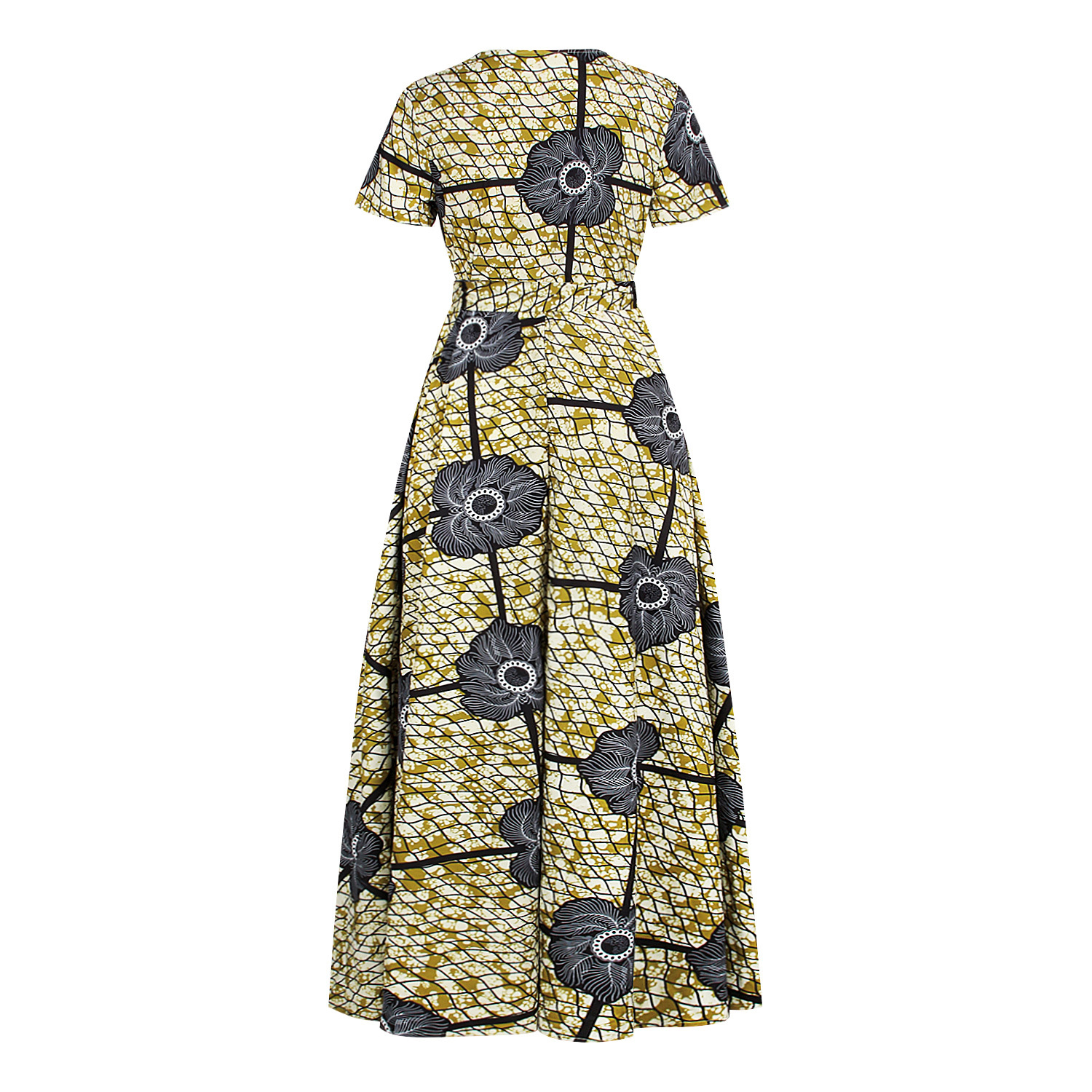 African women's popular printed V-neck dress