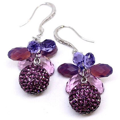 Bohemian long purple tassel earrings
