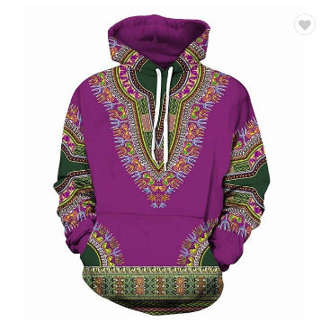 African traditional 3D head men's hooded