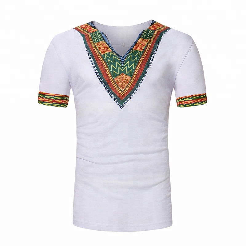 Hot sale Short sleeve men`s African print tshirt
