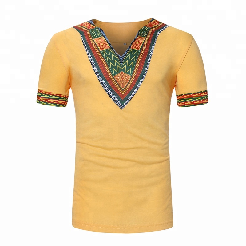 Hot sale Short sleeve men`s African print tshirt