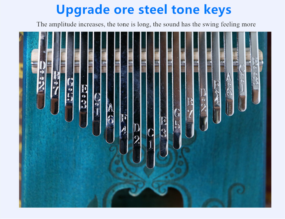 First grade solid robinia ornate carving phonetic symbol 17 key African thumb piano