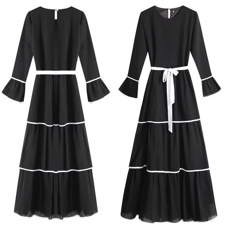 Muslim ethnic style plus-size women's dress Arabian fashion cake dress Dubai ankle length robe