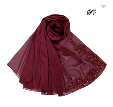 Embroidered printed pearl chiffon Arab women's scarf
