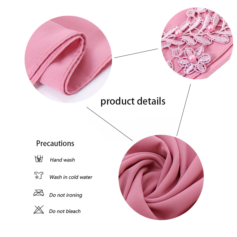 Embroidered printed pearl chiffon Arab women's scarf