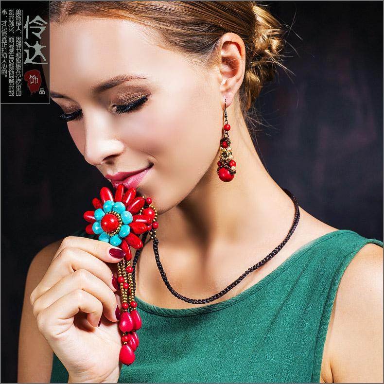 Ling Da accessories red bean acacia original Valentine's Day earrings