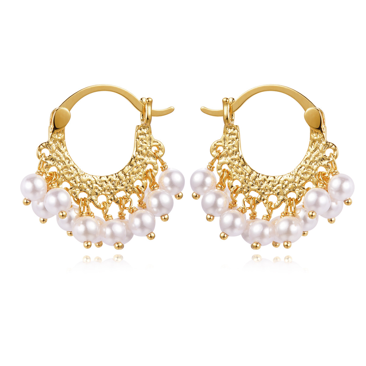 New European and American handmade 18K gold plated natural gem earrings