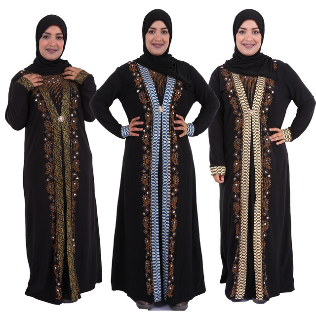 Fashion ironing and drilling Arab women's robes