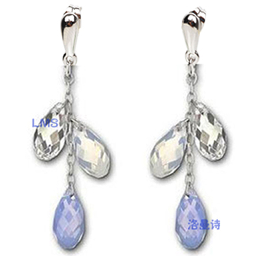 Lohman poem crystal female temperament of silver South Korea tassel earrings