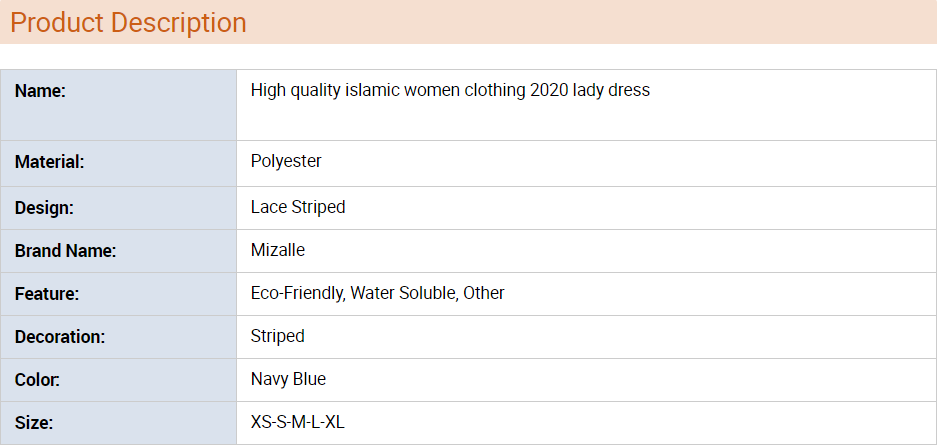 High quality islamic women clothing 2020 lady dress