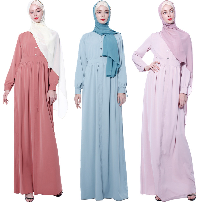 Muslim ethnic style basic style pure color robes