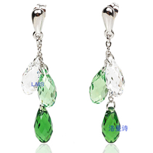 Lohman poem crystal female temperament of silver South Korea tassel earrings