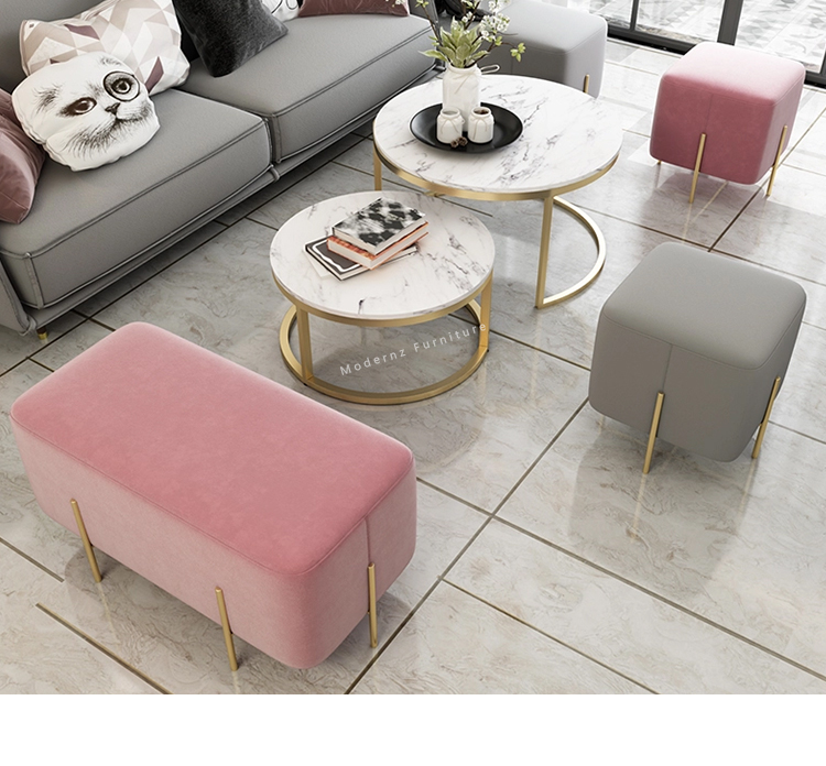 Contemporary square module velvet Thailand makeup stool