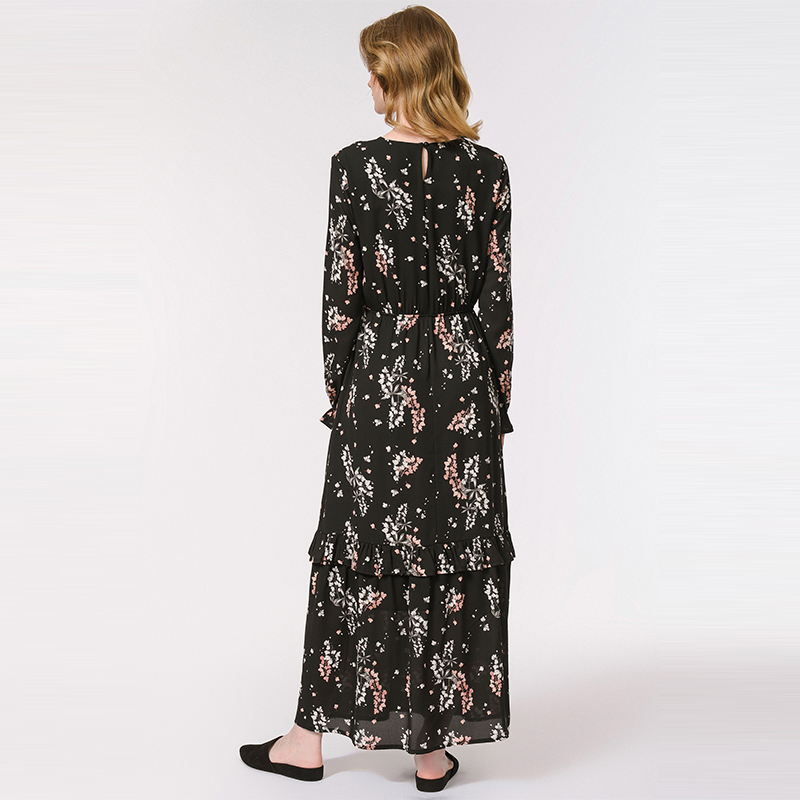 Wholesale Islamic Clothing Made in Turkey Floral Printed Long Gown Dress Women Muslim Wear Fashion Lady
