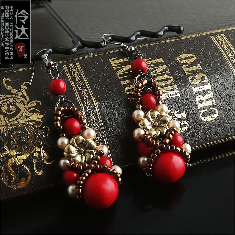 Ling Da accessories red bean acacia original Valentine's Day earrings