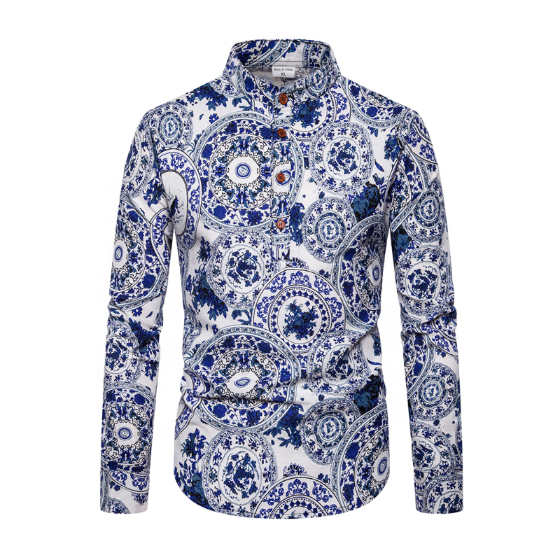Hot printing African men long-sleeved shirt