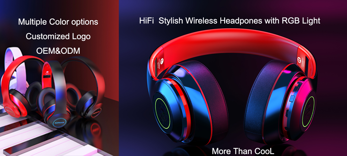 RGB changing BT noise cancelling gaming headset stereo earphone wireless bluetooth headphones