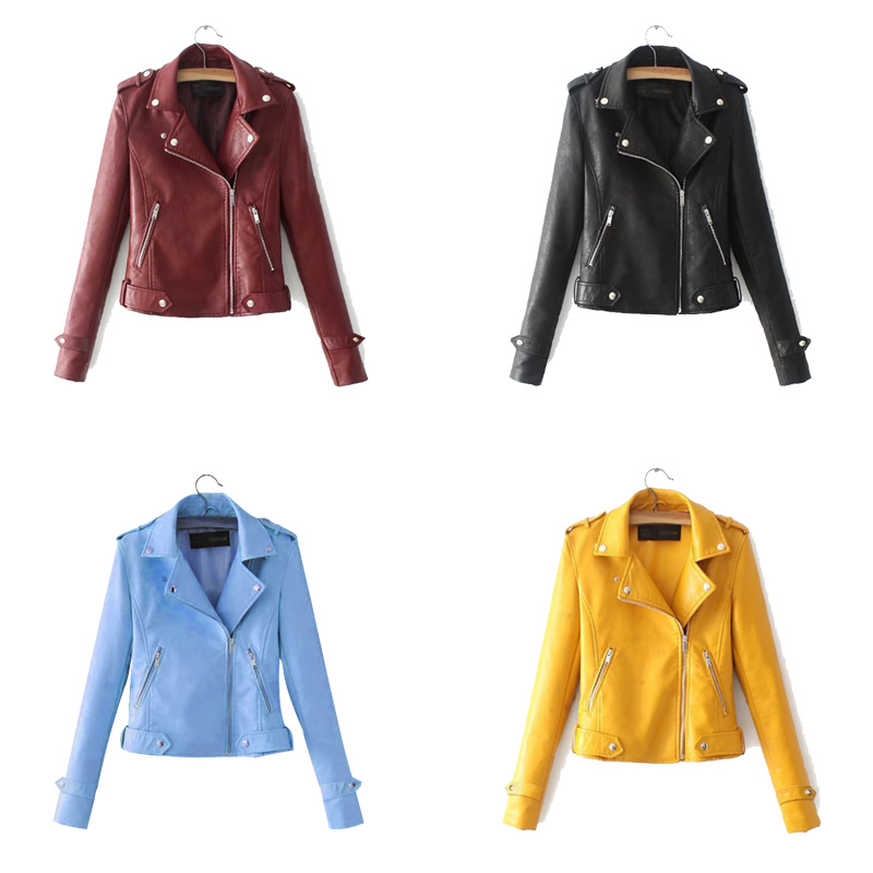 Europe and The United States fall new women's pocket zipper sexy slim motorcycle jacket