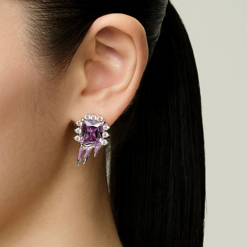 Ripple series liquid square jewel earrings