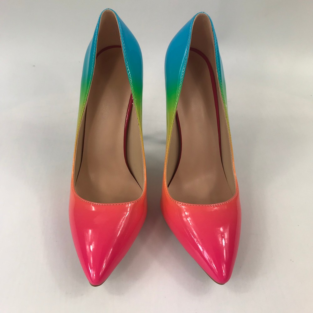 Fashionable and elegant rainbow pointy Middle East Lady's high heels