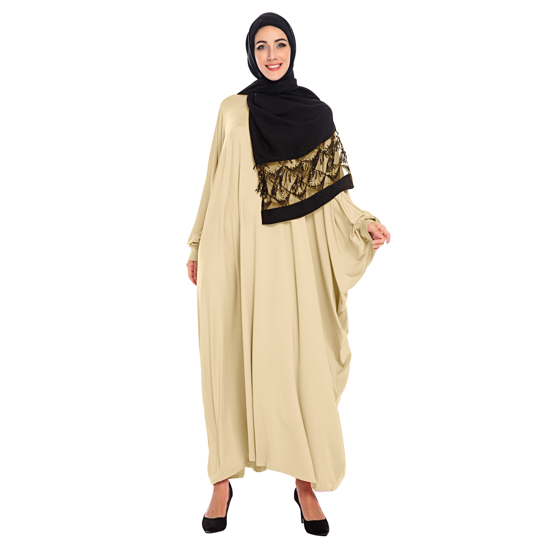 Popular leisure pure color round collar Arab women burqa