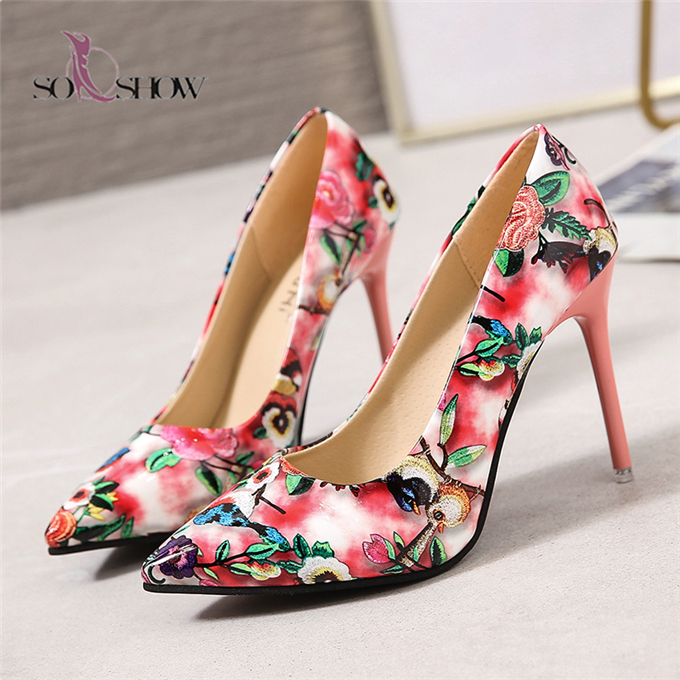Wholesale the latest fashion print summer Middle East ladies high heels