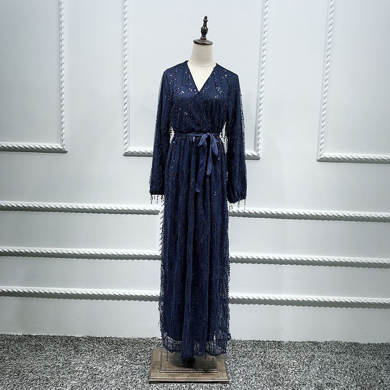 Women's high-end dubai tourism sequined dress robes