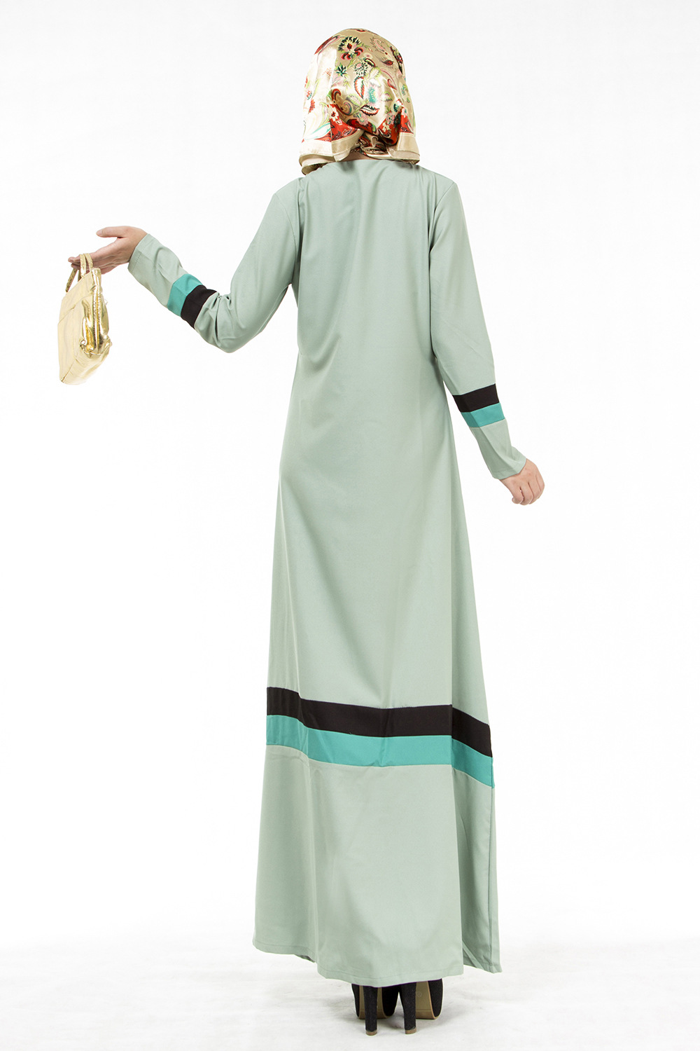 Early autumn women's wear special Muslim fashion matching color floor-length robes