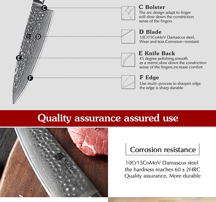 8 inch Professional Southeast Asian Damascus table knife