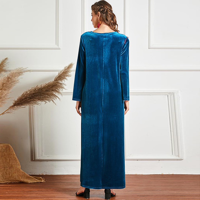 Arab Xinjiang ethnic wind sand special Middle East New Fashion autumn and winter golden velvet robe dress abaya