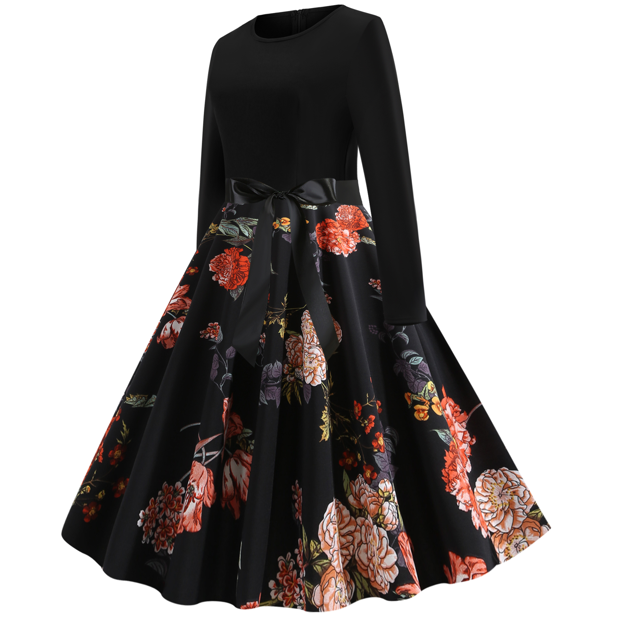 Europe and the United States new fashion wind speed to sell through printed stitching posed dress