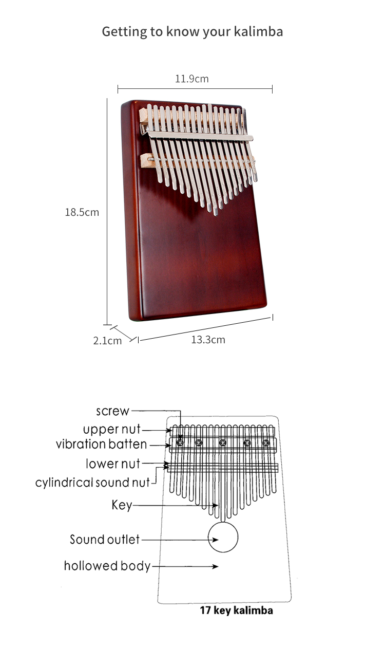 Ready to ship 17 keys elementary African thumb piano