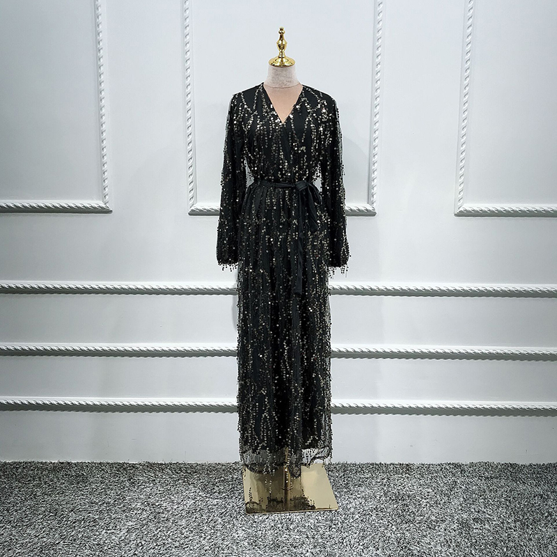 Women's high-end dubai tourism sequined dress robes