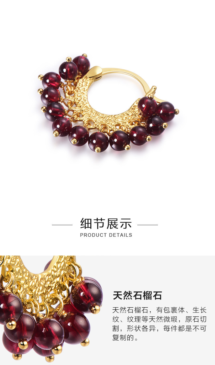 New European and American handmade 18K gold plated natural gem earrings