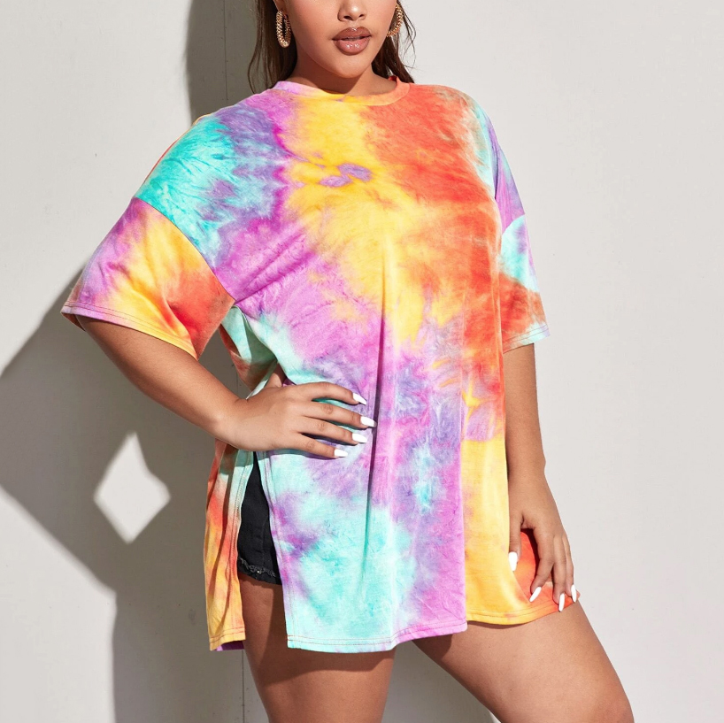 New PLus-size hip-hop tie dyed African women's T-shirts