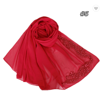 Embroidered printed pearl chiffon Arab women's scarf