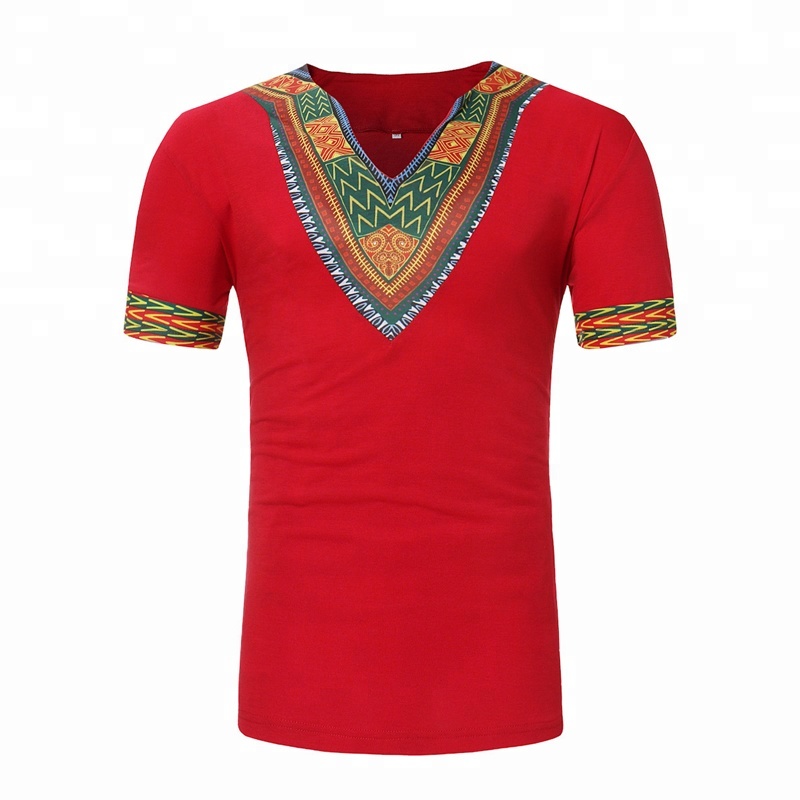 Hot sale Short sleeve men`s African print tshirt