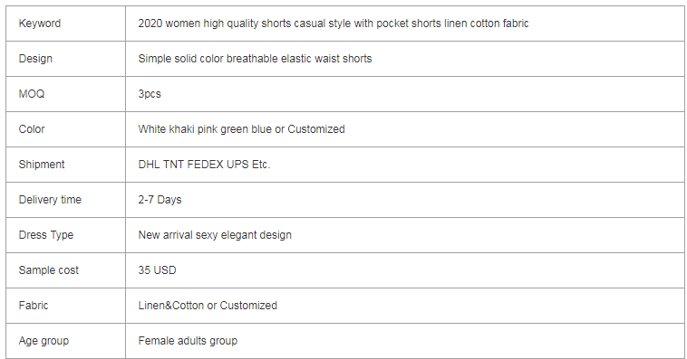 High quality Linen Cotton African women's shorts