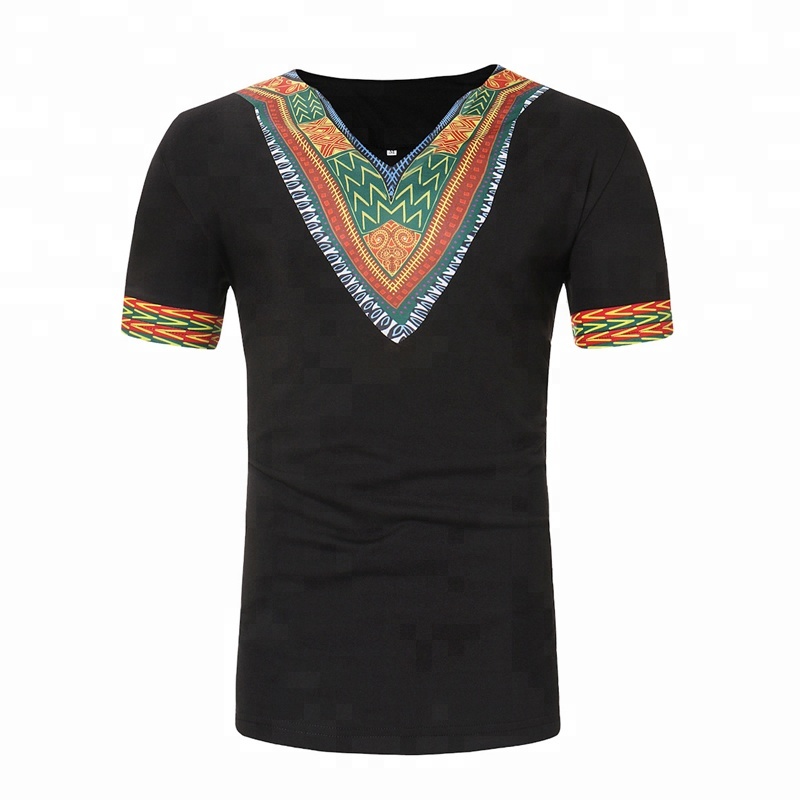 Hot sale Short sleeve men`s African print tshirt