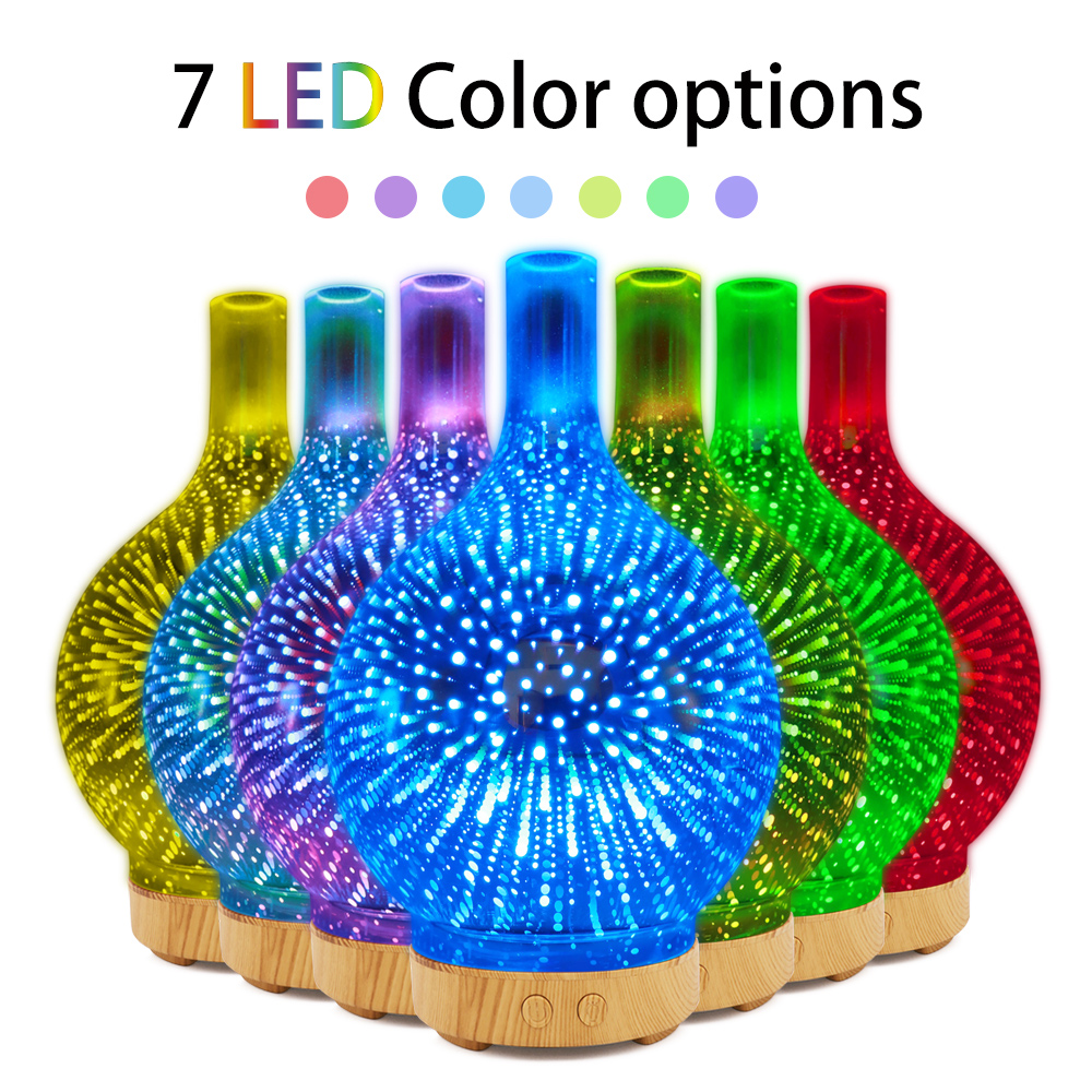 Colorful luminous fireworks pattern glass aromatherapy machine