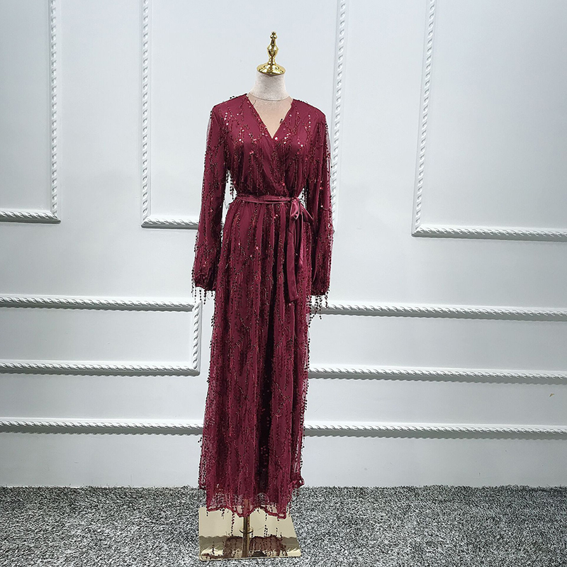 Women's high-end dubai tourism sequined dress robes