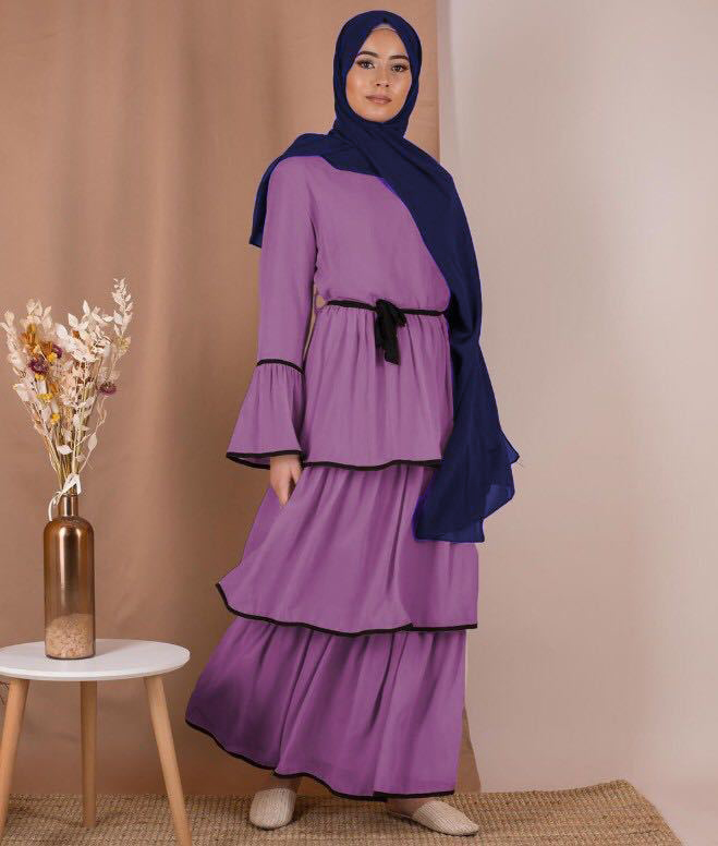 Muslim ethnic style plus-size women's dress Arabian fashion cake dress Dubai ankle length robe