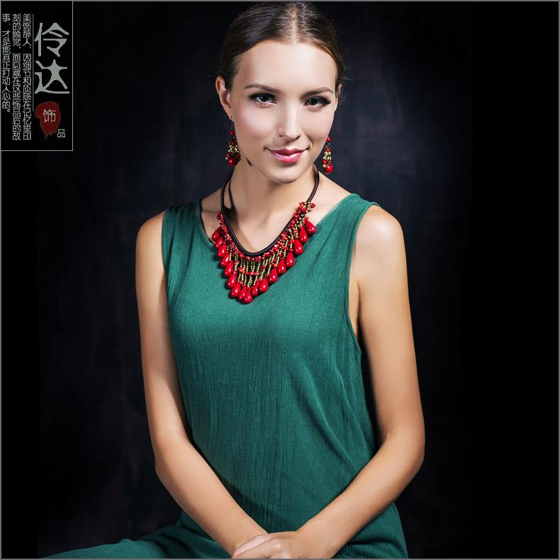 Ling Da accessories red bean acacia original Valentine's Day earrings
