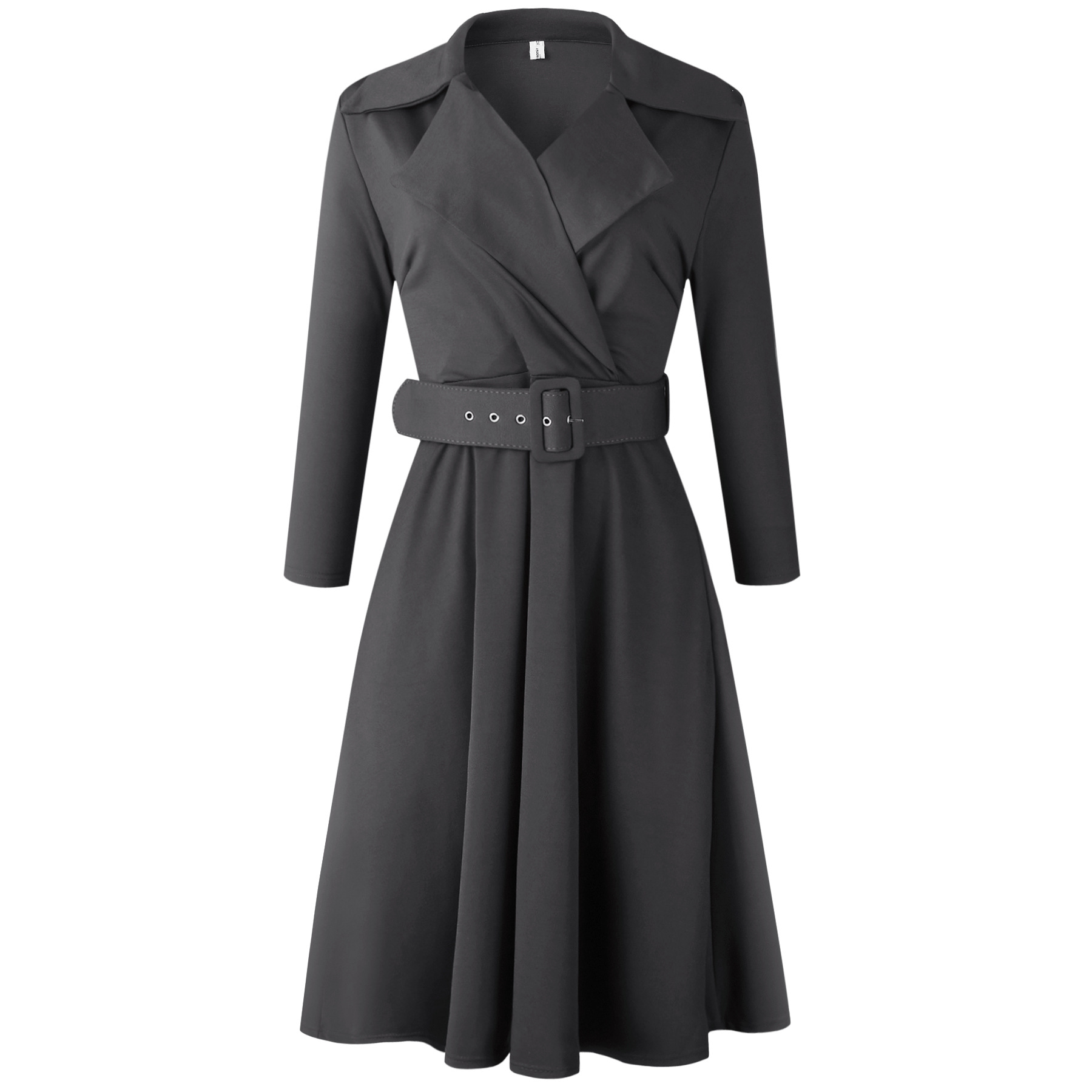 Notched Plus Size Pleated Midi A-line African Lady Dress