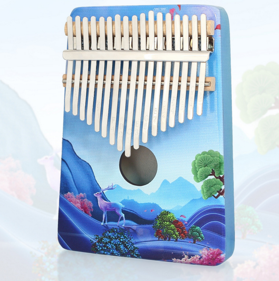 Solid board double seed 17 key African thumb piano