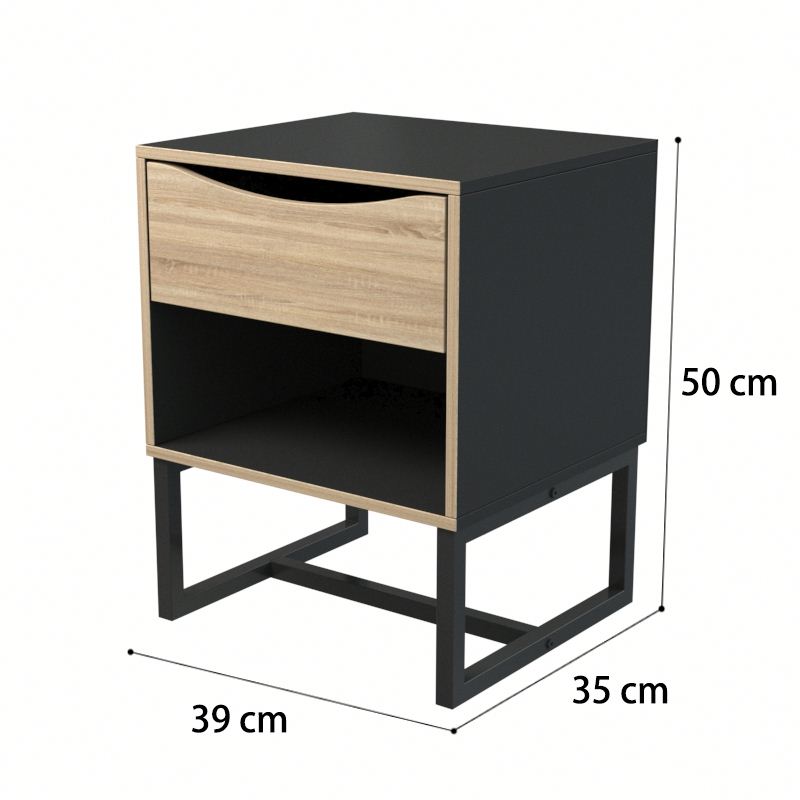 Cheap MDF wood black nightstand