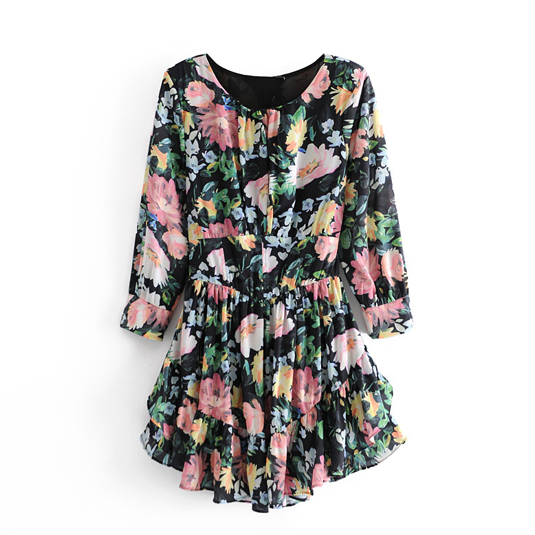 Europe and the United States new couture show thin restoring ancient ways falbala mini dress