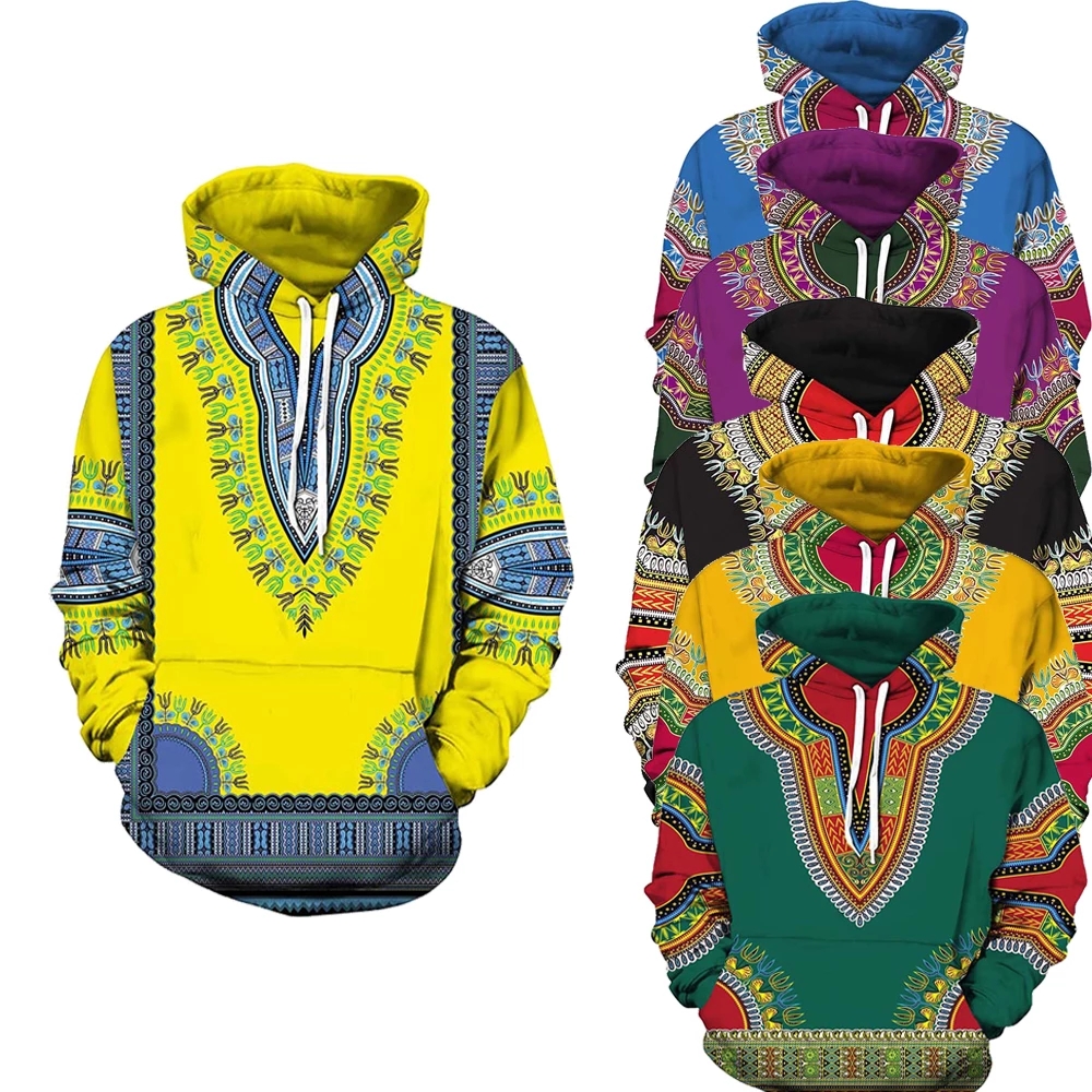 African traditional 3D head men's hooded