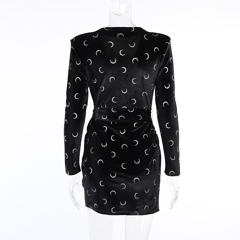 Europe and the United States chun xia sexy v-neck waist belt dress